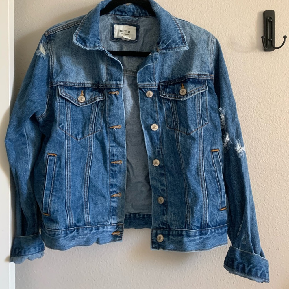 Distressed denim jacket